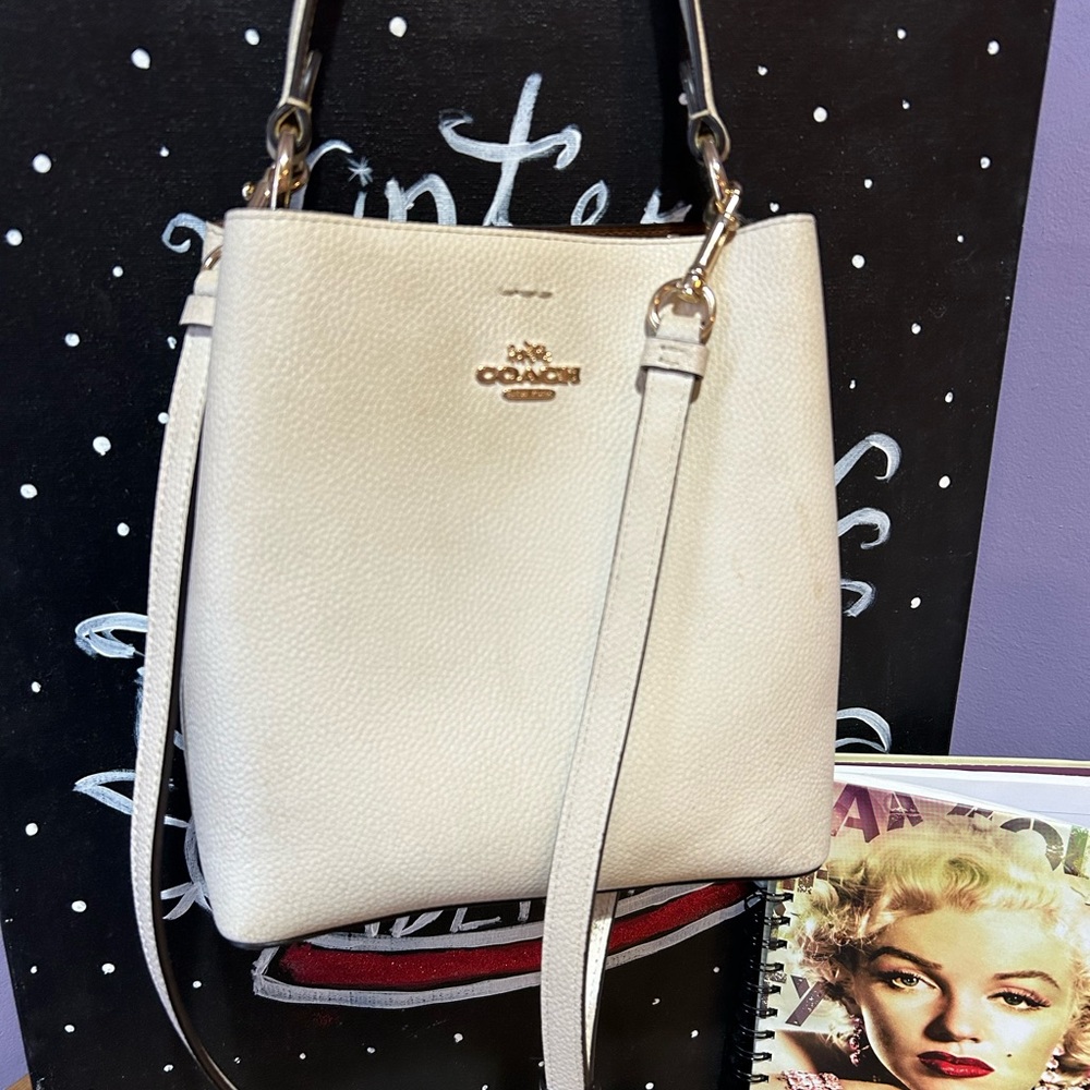 Coach Small Town Bucket Bag crossbody Chalk White Leather